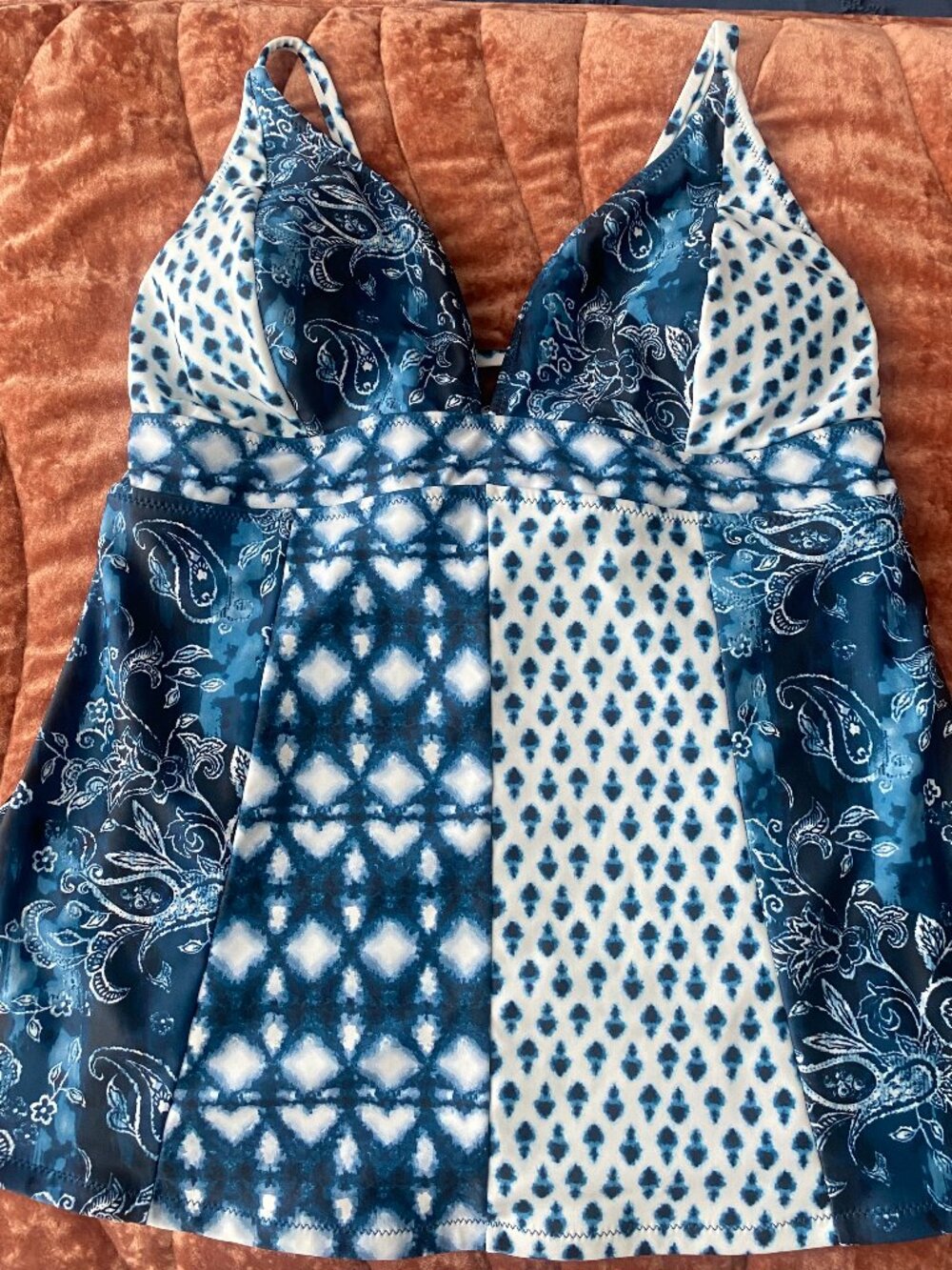Jessica Simpson's Batik Babe Triangle Dark Navy Tankini Top Size L